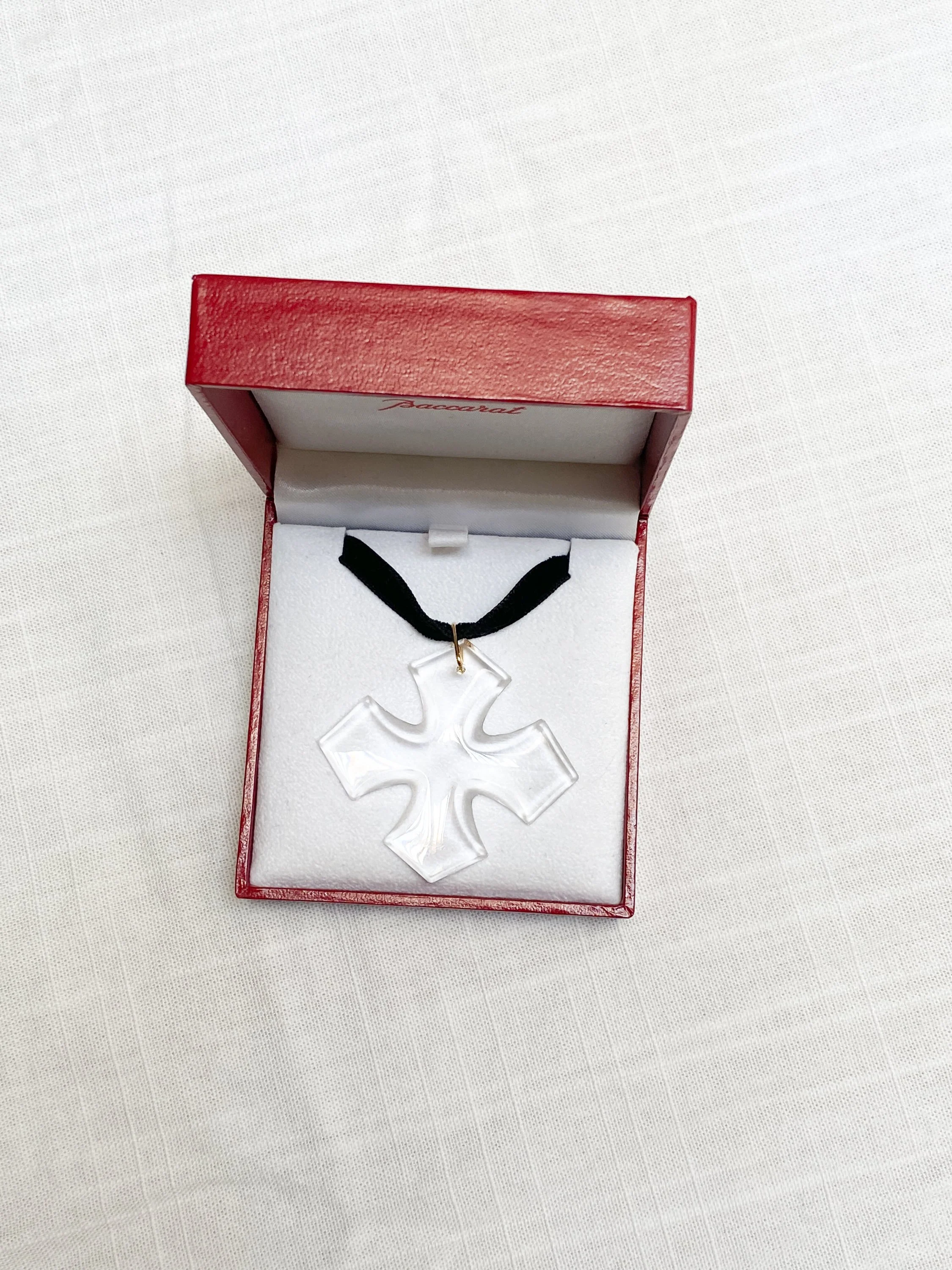 1990s Baccarat Crystal Cross Choker — Wayward Collection